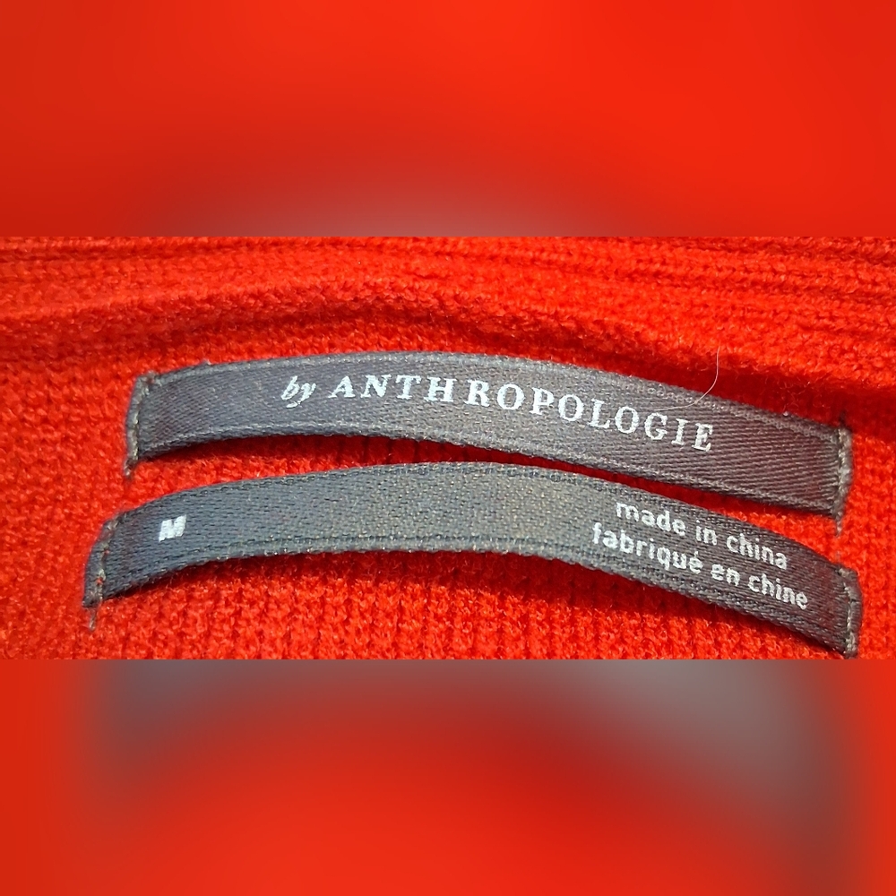 Anthropologie Red Off The Shoulder Medium Weight Sweater Sz M NWT - Picture 9 of 12